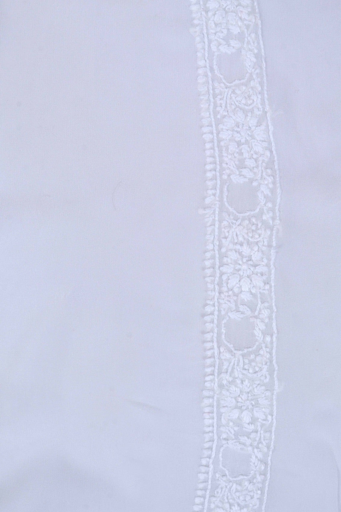 Ada Hand Embroidered White Pure Georgette Lucknowi Chikankari Unstitched Men's Kurta Piece 01A222187
