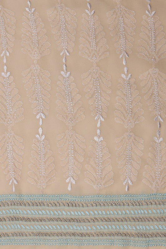 Ada Hand Embroidered Naive Peach Pure Georgette Lucknowi Chikan Unstitched Suit Piece- A49184