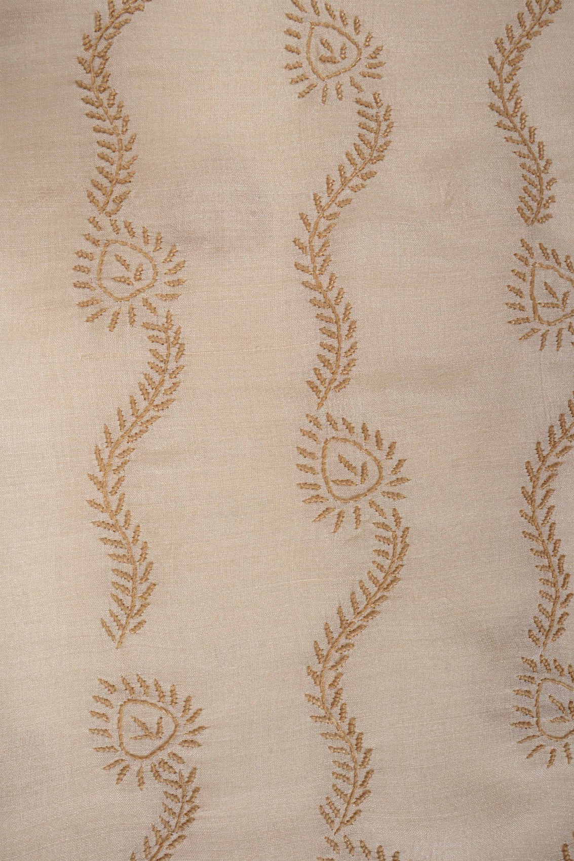 Ada Hand Embroidered Natural Fawn Moonga Silk Lucknowi Chikankari Men's Kurta Piece 01A233115