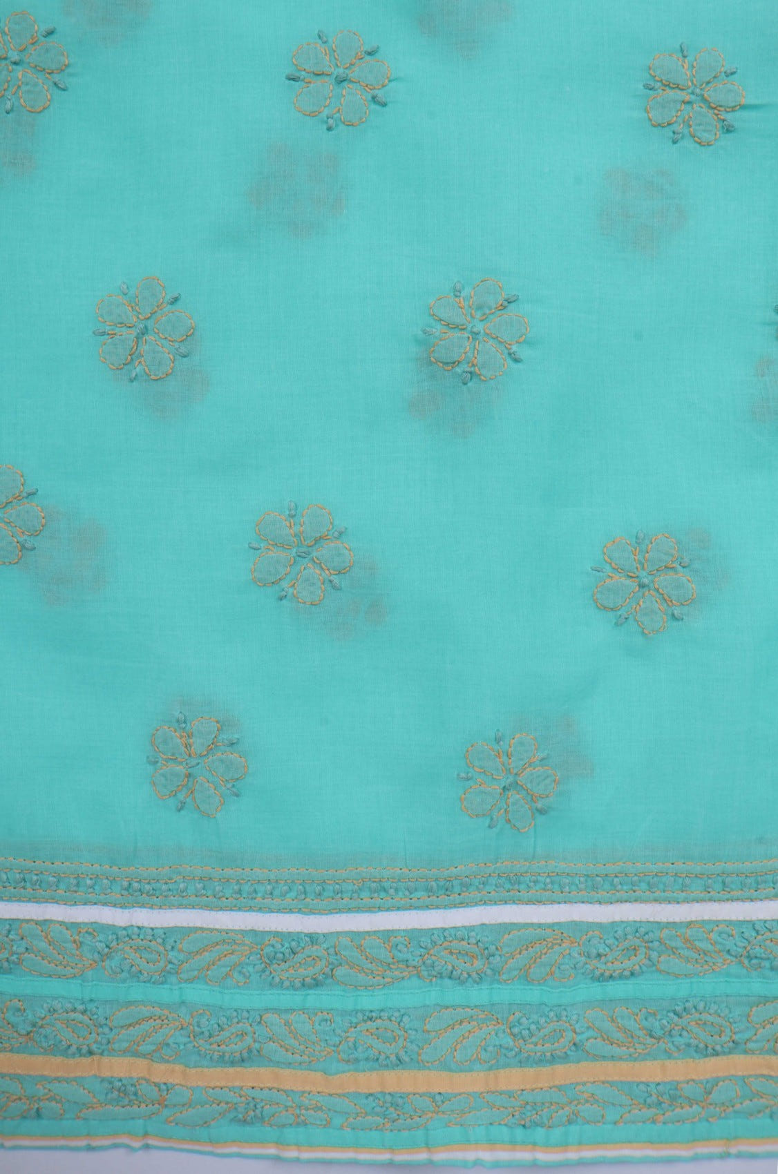 Ada Hand Embroidered Sea Green Cotton Lucknowi Chikankari Unstitched Suit Piece 01A193485