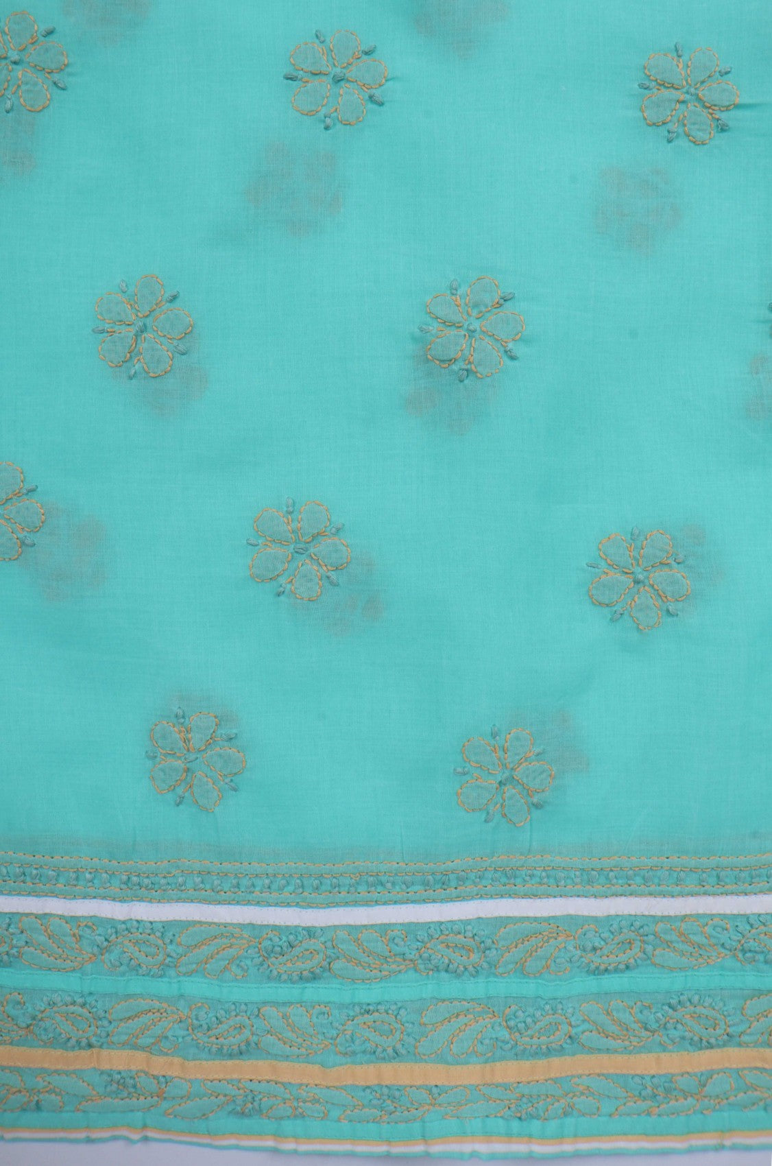 Ada Hand Embroidered Sea Green Cotton Lucknowi Chikankari Unstitched Suit Piece 01A193485