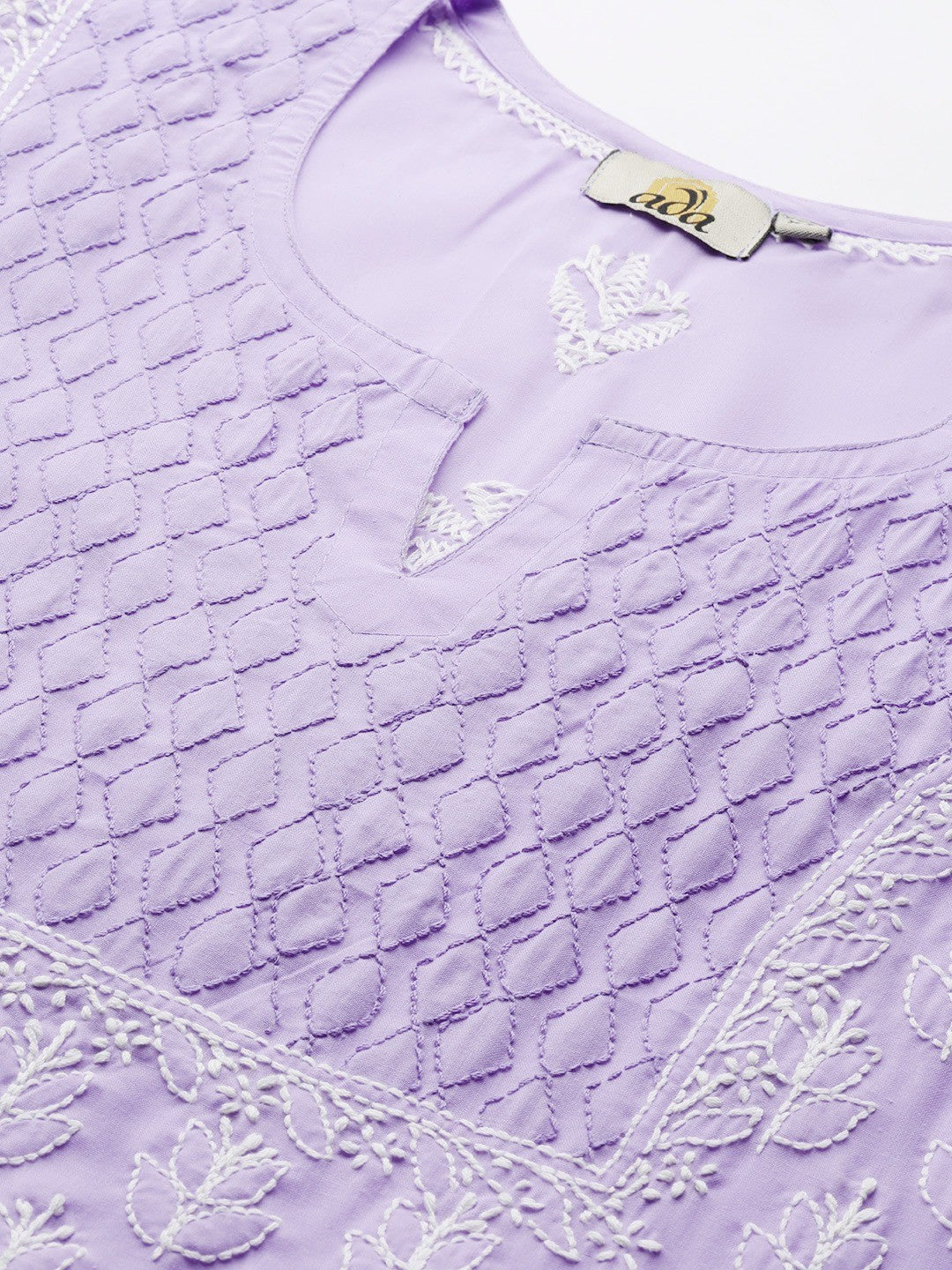 Ada Hand Embroidered Mauve Cotton Lucknowi Chikankari Short Kurti A911244