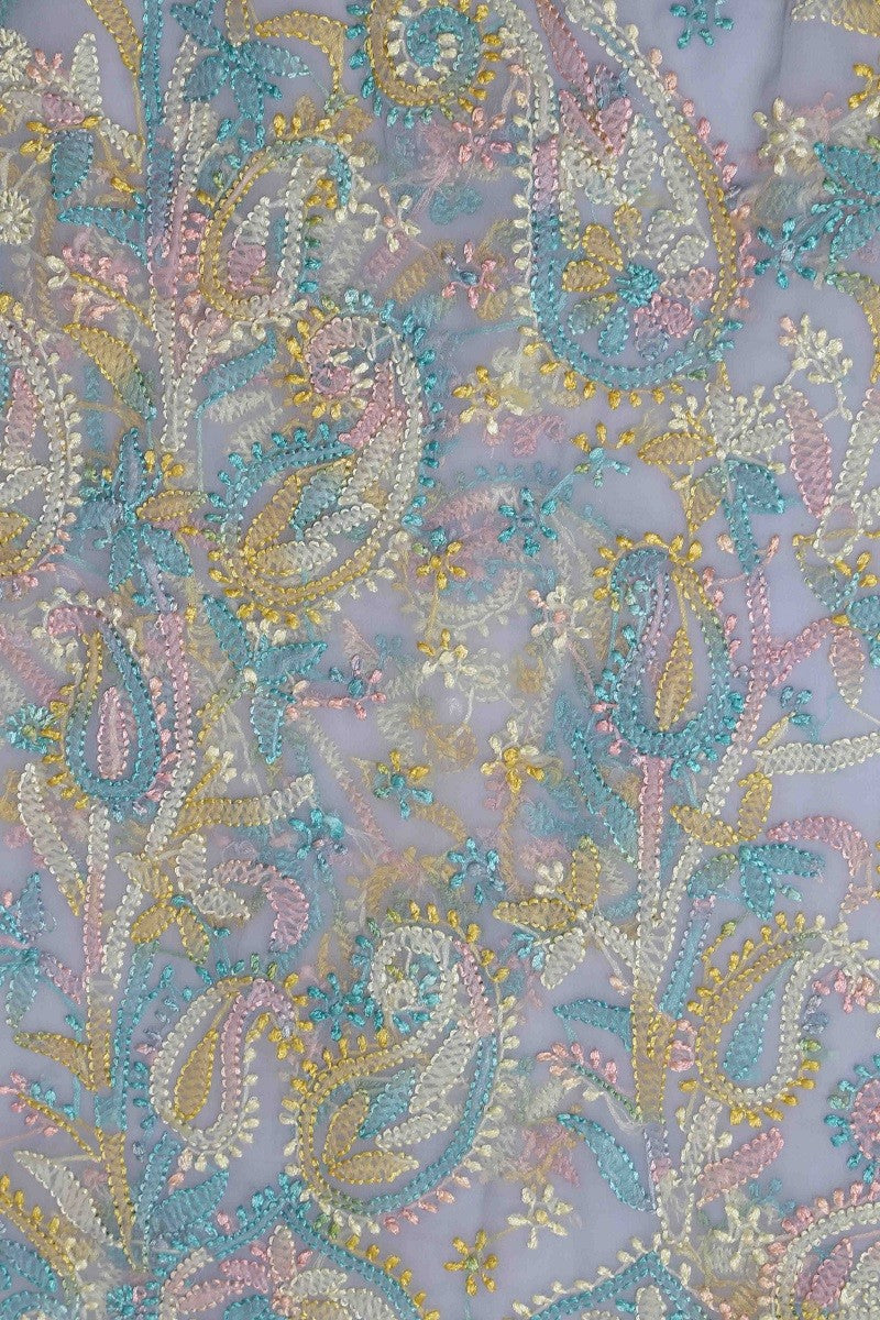 Ada Hand Embroidered Grey Georgette Lucknowi Chikankari Unstitched Suit Piece A211197