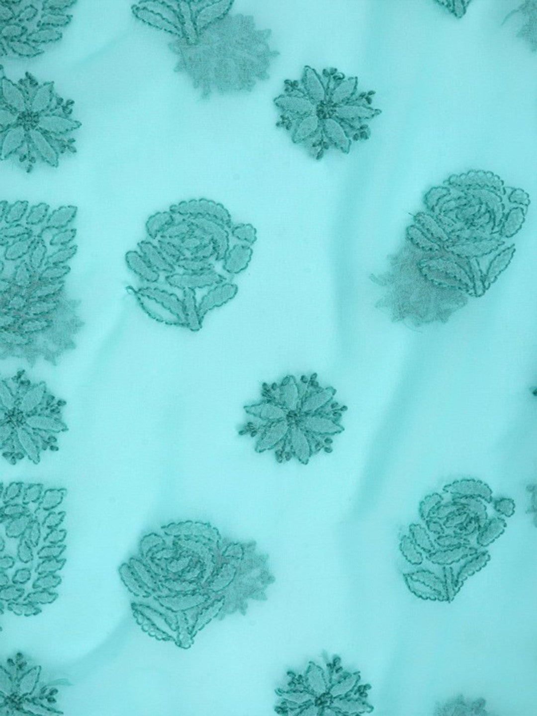 Ada Hand Embroidered Sea Green Georgette Lucknowi Chikan Unstitched Suit Piece A211223