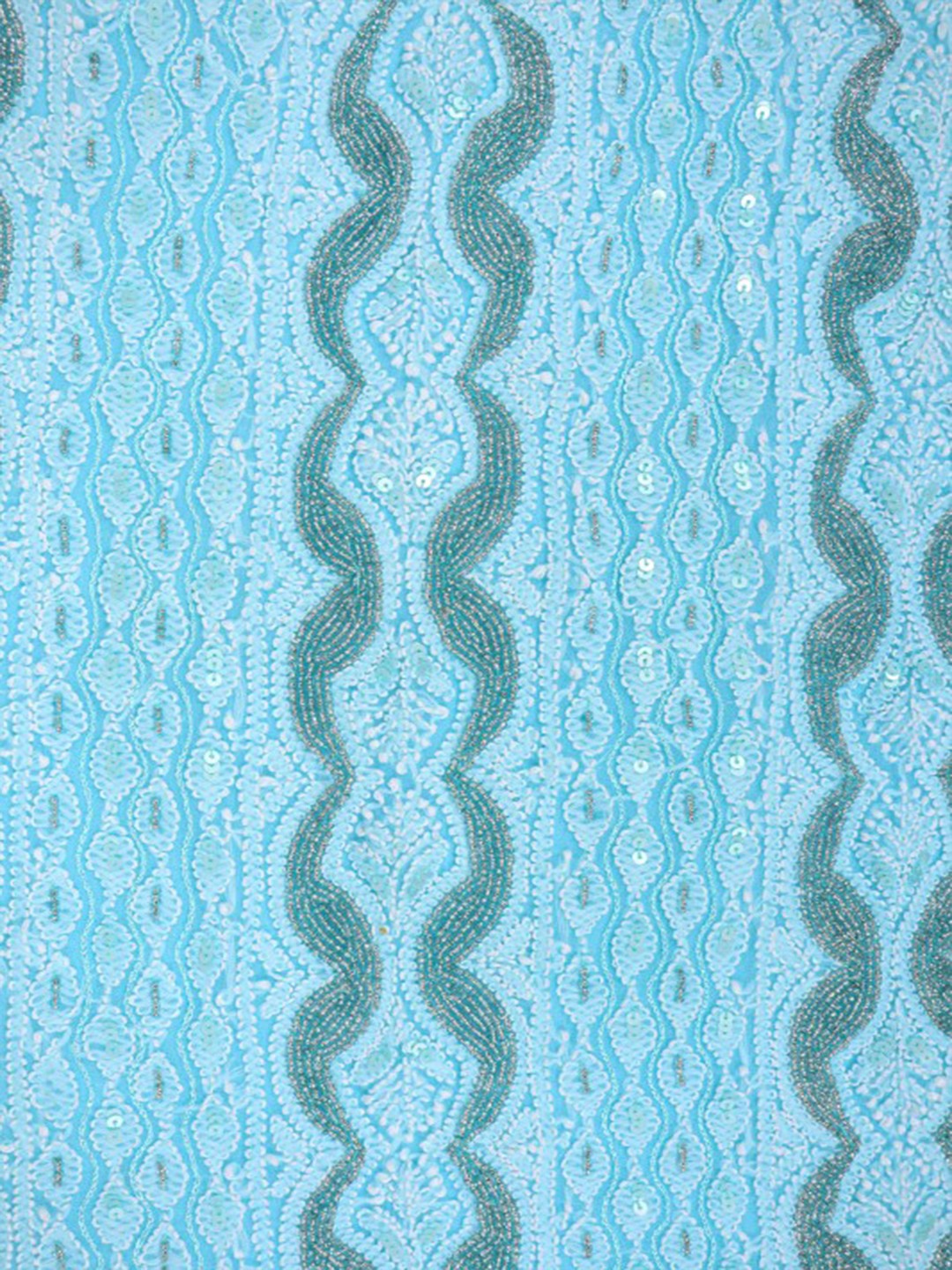 Ada Hand Embroidered Pastel Blue Georgette Lucknowi Chikankari Unstitched Suit Piece With Pearl Work 01A172899