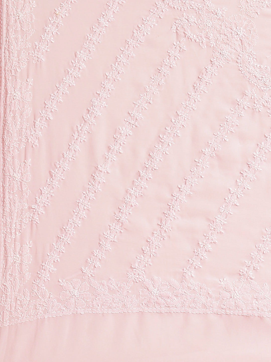 Ada Hand Embroidered Pink Georgette Lucknow Chikan Saree With Blouse - A159308