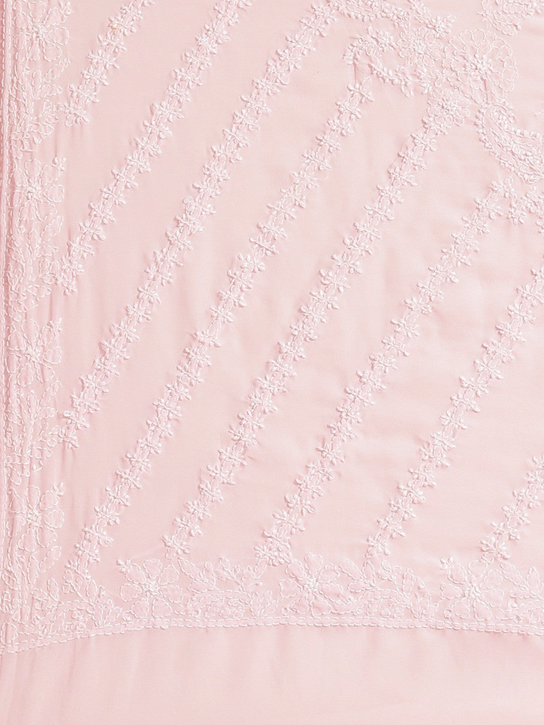 Ada Hand Embroidered Pink Georgette Lucknow Chikan Saree With Blouse - A159308