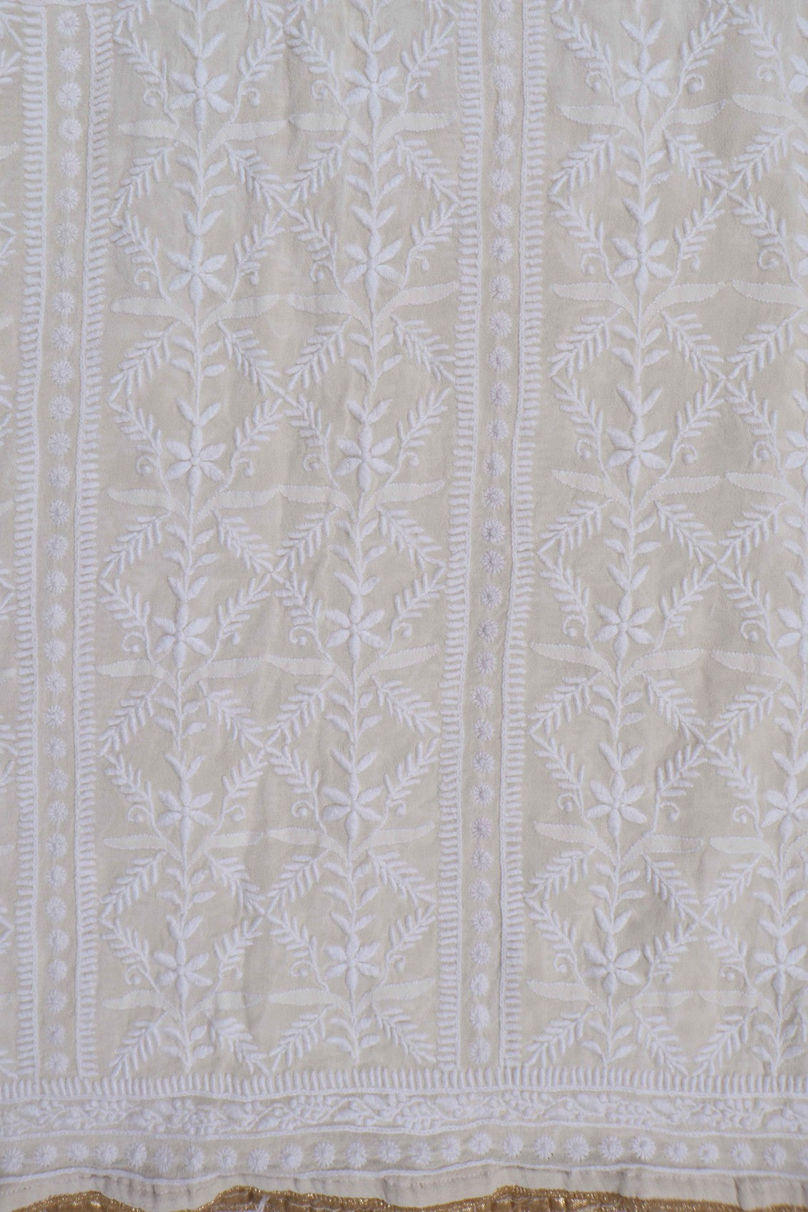 Ada Hand Embroidered Off White Pure Georgette Lucknowi Chikankari Semi-Stitched Suit Set A350967