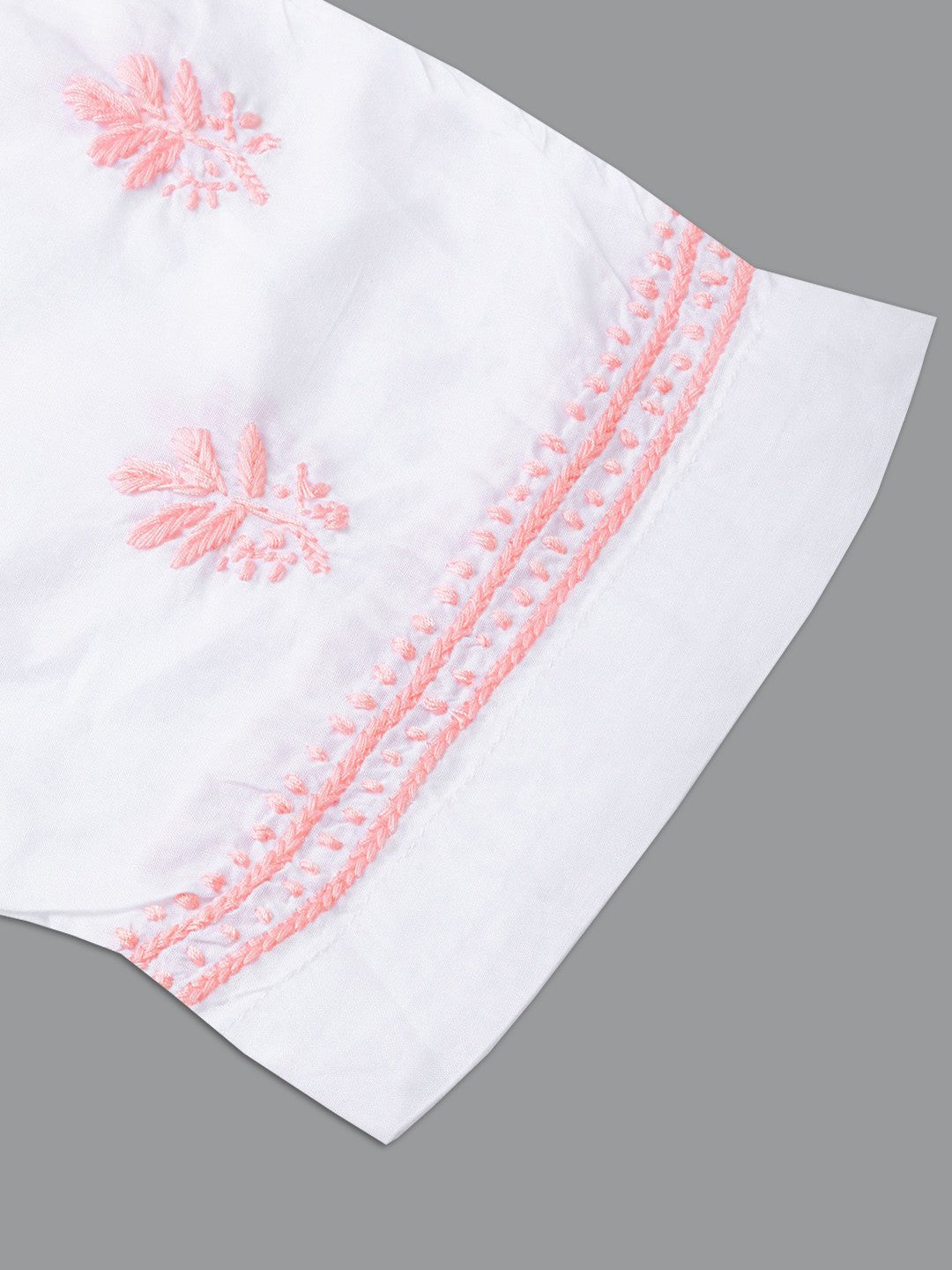 Ada Hand Embroidered White Cotton Lucknowi Chikankari Straight Kurta Set A411136