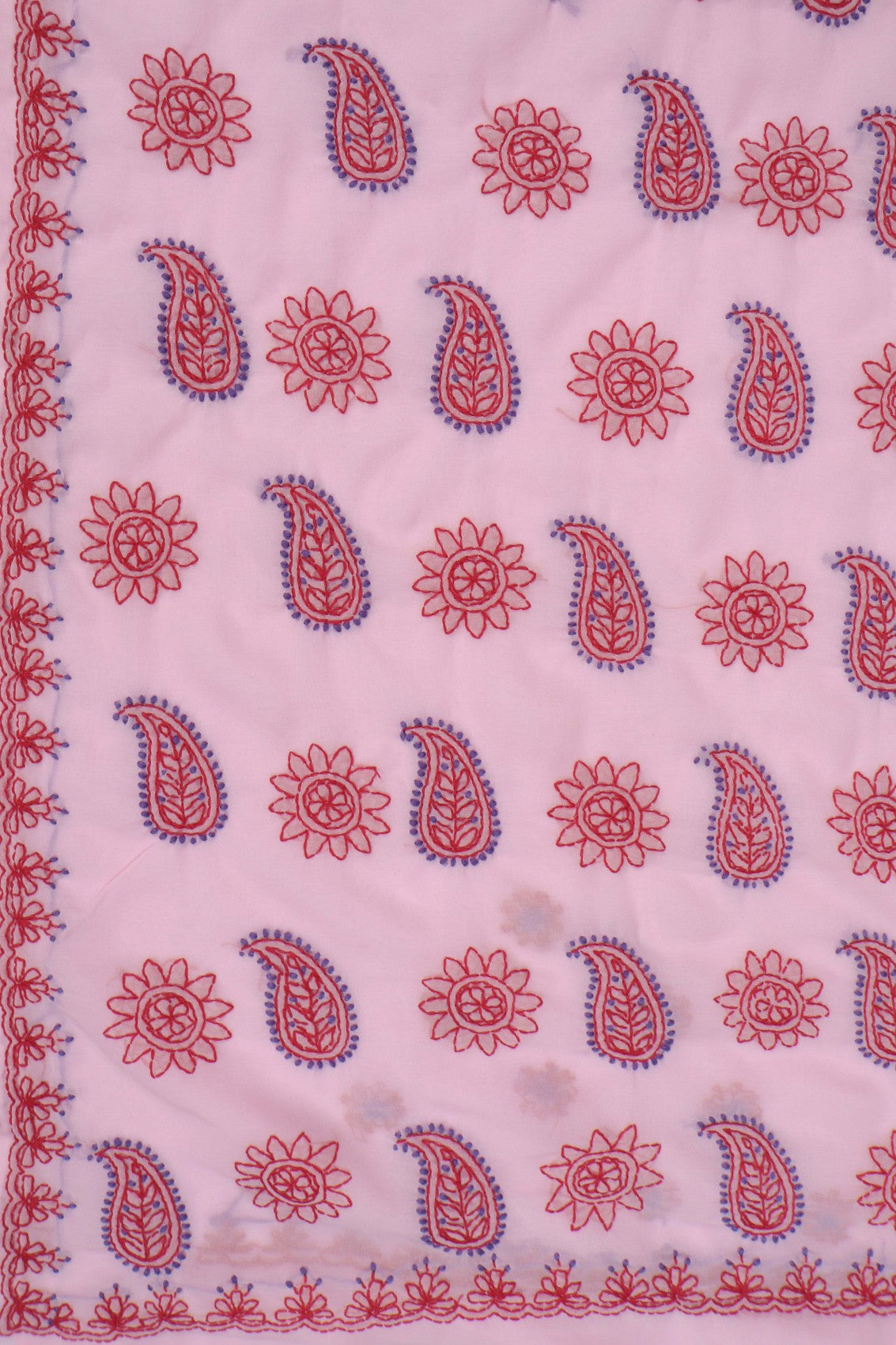 Ada Hand Embroidered Light Pink Georgette Lucknowi Chikankari Saree With Blouse A398464