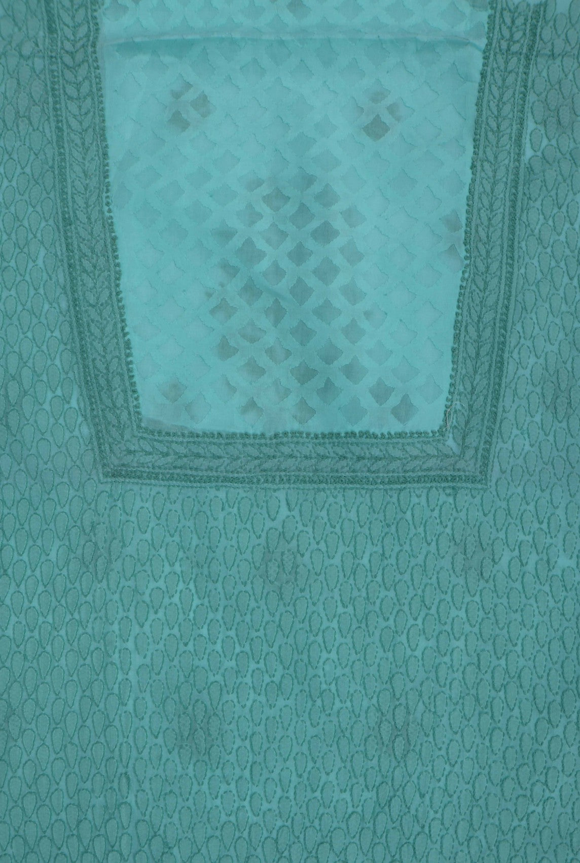 Ada Hand Embroidered Sea Green Cotton Lucknowi Chikankari Unstitched Suit Piece A576409