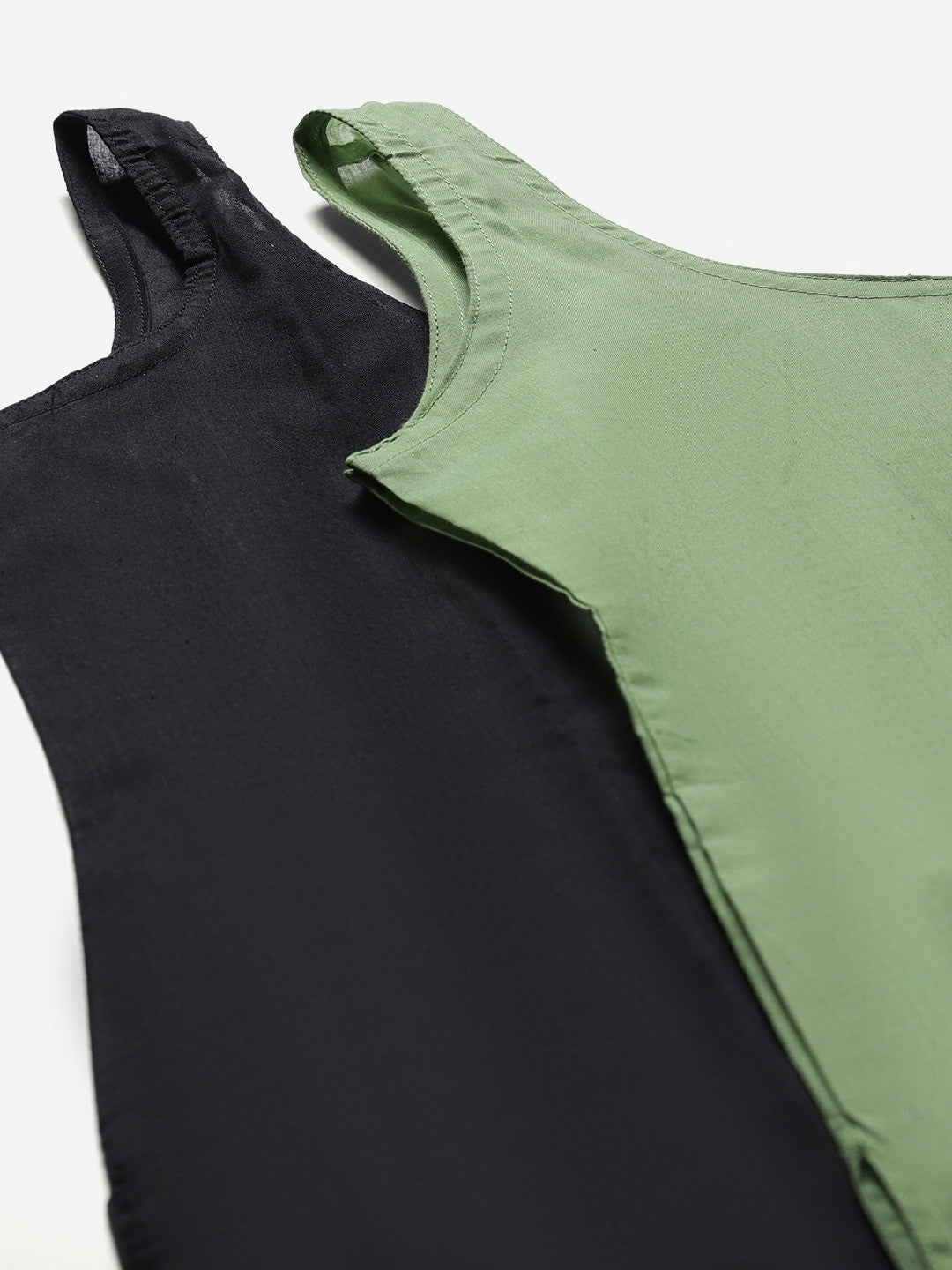 Ada Black and Dark Green Cotton Long Slips Combo of 2  A352676.