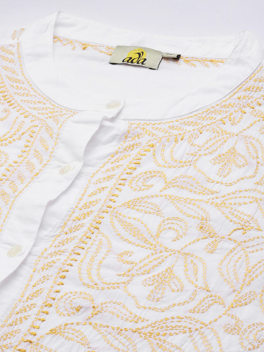 Ada Hand Embroidered White Cotton Lucknowi Chikankari Shirt A911251