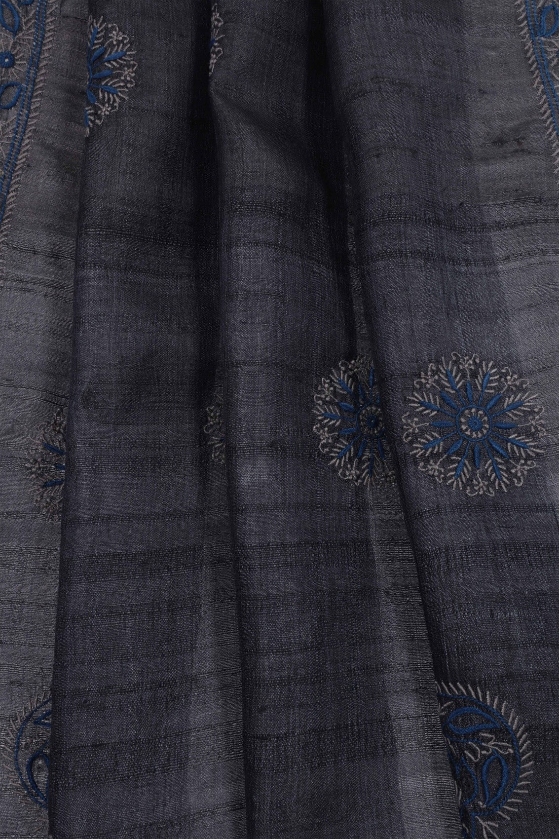 Ada Hand Embroidered Iron Grey Silk Lucknowi Chikankari Dupatta 01A116504