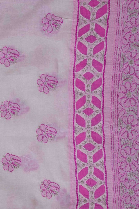 Ada Hand Embroidered Grey Cotton Lucknowi Chikankari Unstitched Suit Piece – A532711