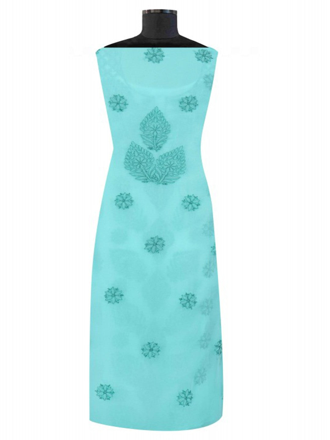 Ada Hand Embroidered Sea Green Georgette Lucknowi Chikan Unstitched Suit Piece A211223