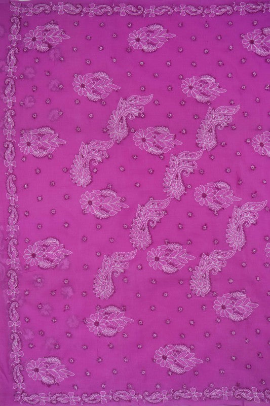 Ada Hand Embroidered Mauve Cotton Lucknowi Chikankari Saree With Blouse A613146