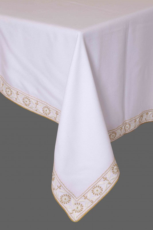 Ada Hand Embroidered White Cotton Lucknowi Chikankari Table Cover A156733