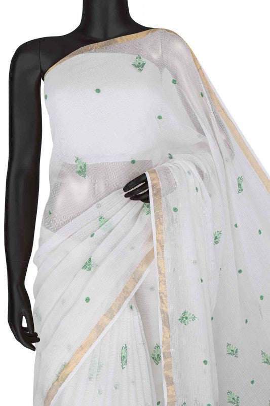 Ada Hand Embroidered White Kota Lucknowi Chikankari Saree With Blouse A623866