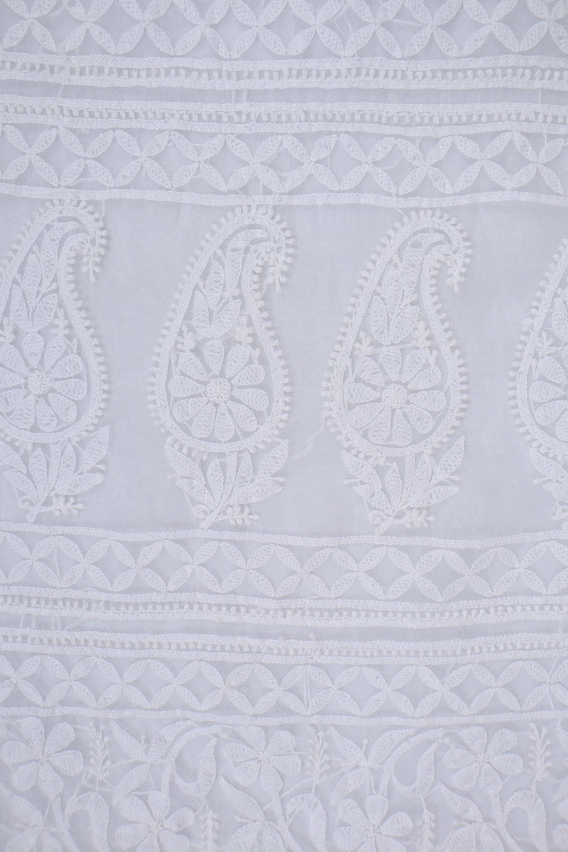 Ada Hand Embroidered White Organza Lucknowi Chikankari Saree With Blouse 01A274143