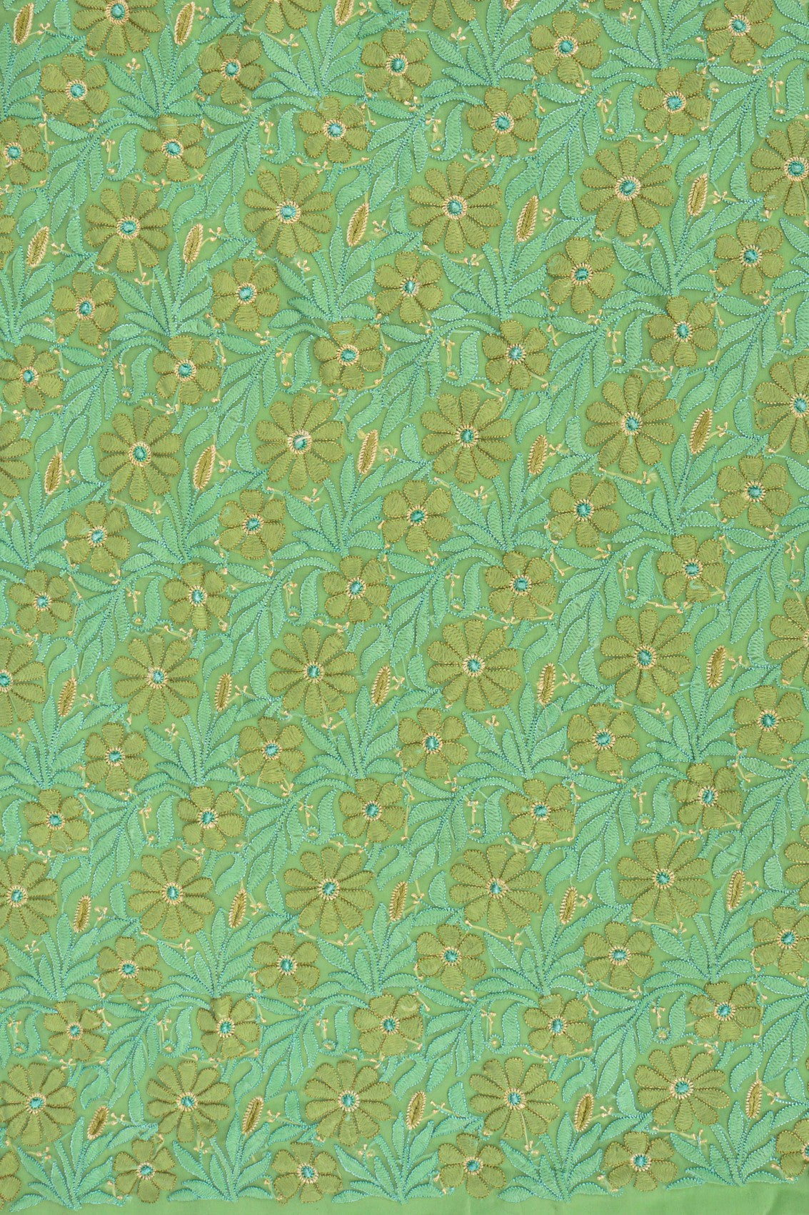 Ada Hand Embroidered Lime Green Georgette Lucknowi Chikankari Unstitched Suit Piece 01A172858