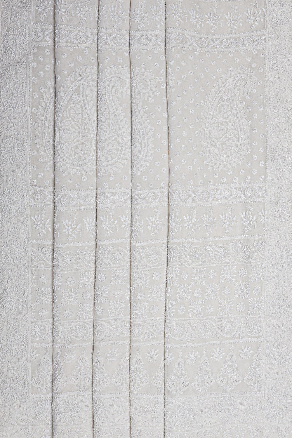 Ada Hand Embroidered White Pure Georgette Lucknowi Chikankari Saree With Blouse A459386