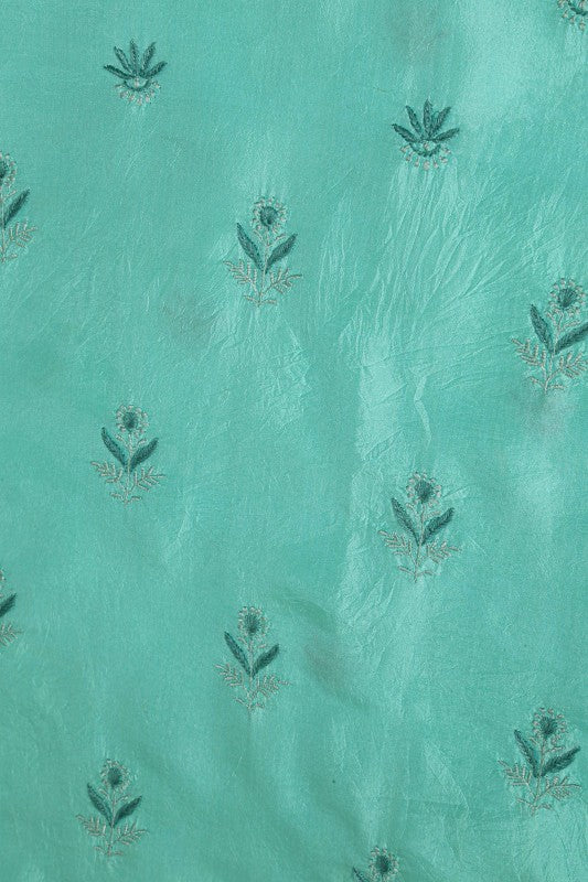 Ada Hand Embroidered Sea Green Crepe Chikan Unstitched Kurta Piece A231307