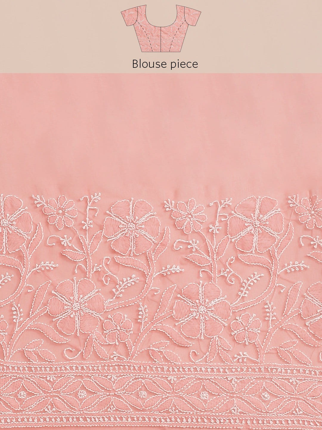 Ada Hand Embroidered Peach Georgette Lucknow Chikan Saree With Blouse-A311306