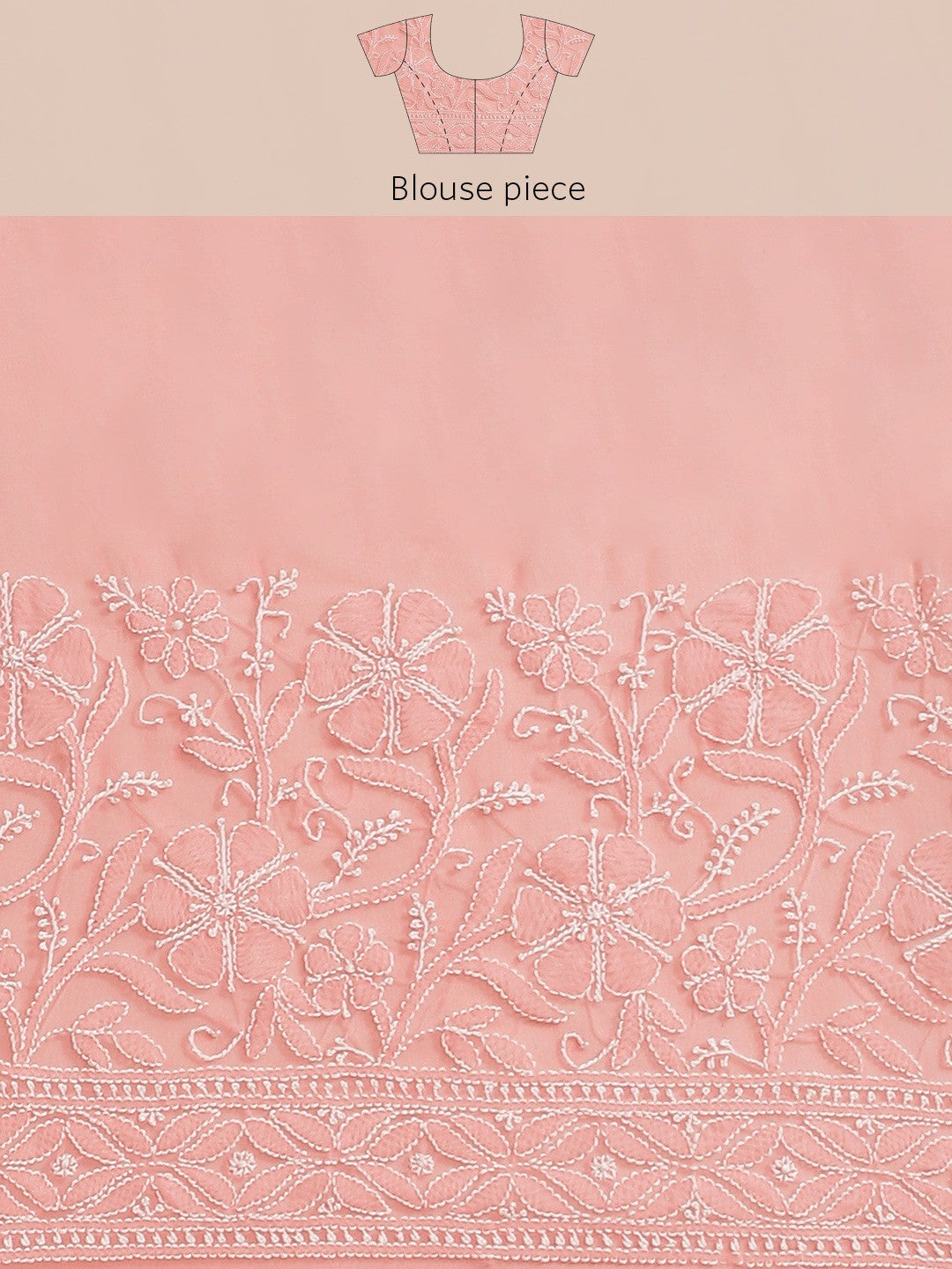 Ada Hand Embroidered Peach Georgette Lucknow Chikan Saree With Blouse-A311306