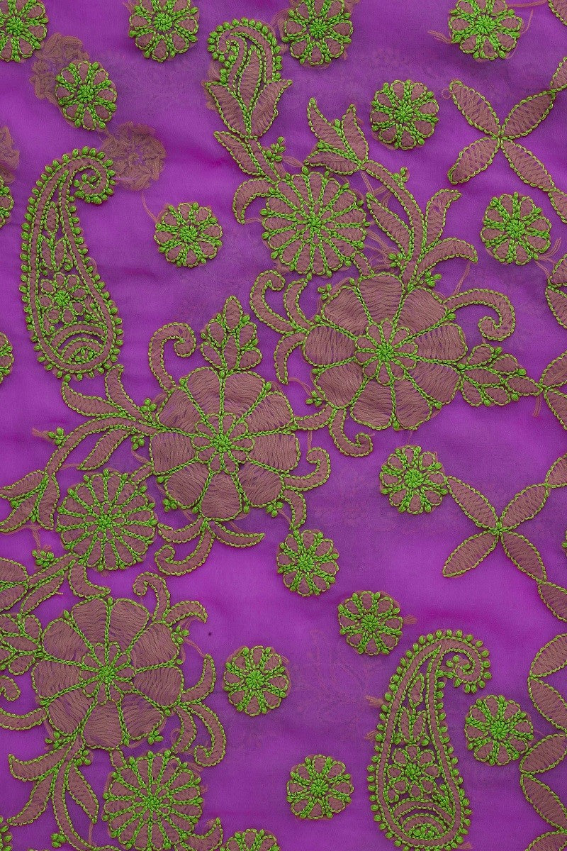 Ada Exclusive Handcrafted Pink Georgette Lucknowi Chikankari Saree with Blouse A204967