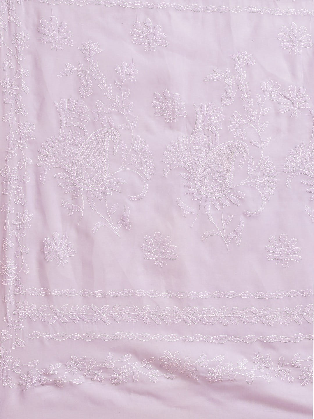 Ada Hand Embroidered Mauve Cotton Lucknow Chikan Saree with Blouse - A159239