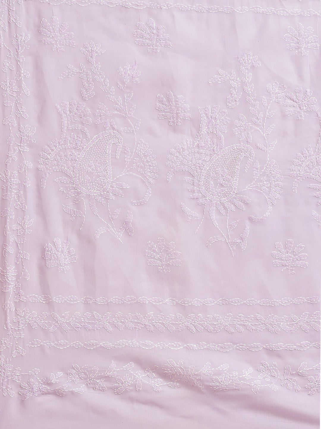Ada Hand Embroidered Mauve Cotton Lucknow Chikan Saree with Blouse - A159239