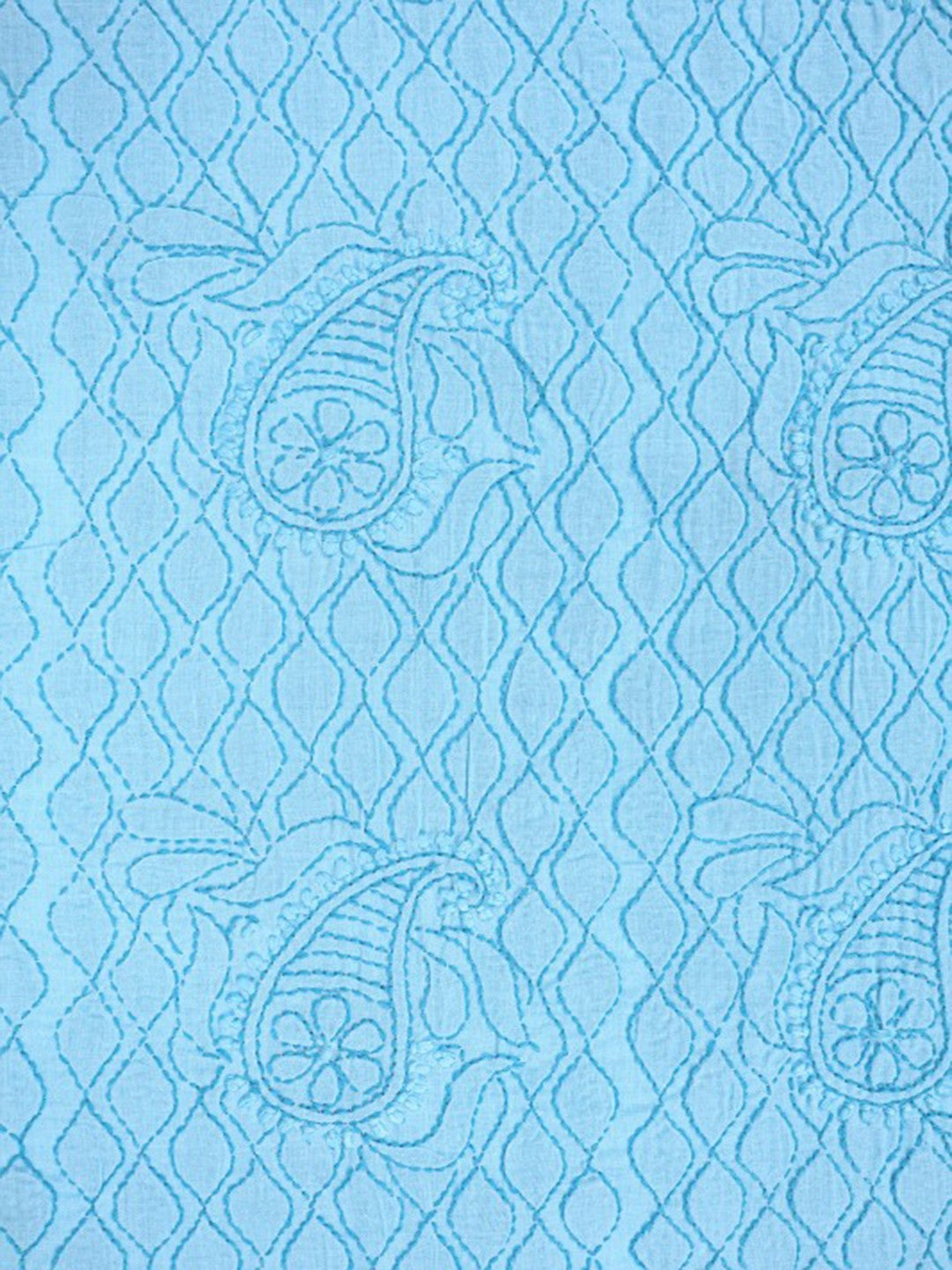 Ada Hand Embroidered Sky Blue Cotton Lucknowi Chikankari Unstitched Suit Piece A292559
