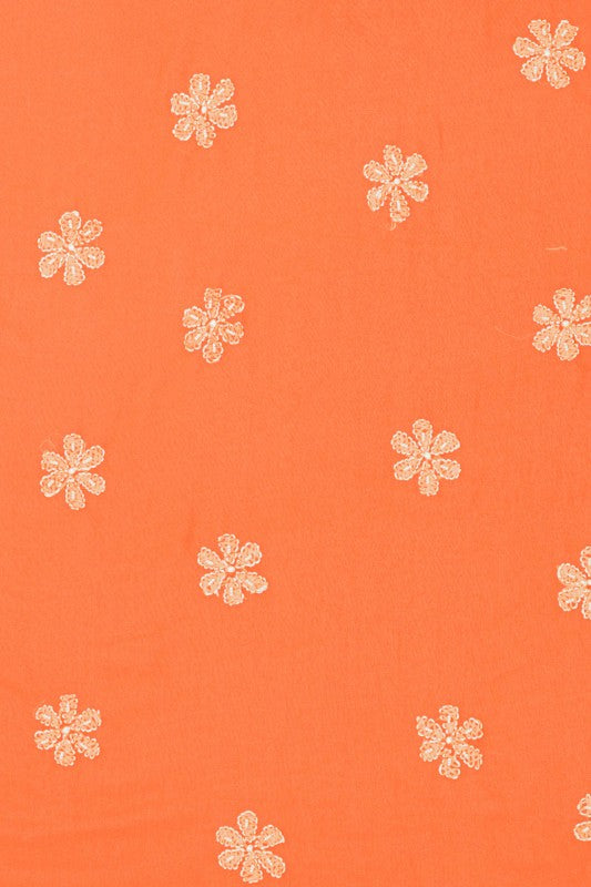 Ada Hand Embroidered Blaze Orange Georgette Lucknowi Chikankari Saree with Blouse With Sequinned Work A588604