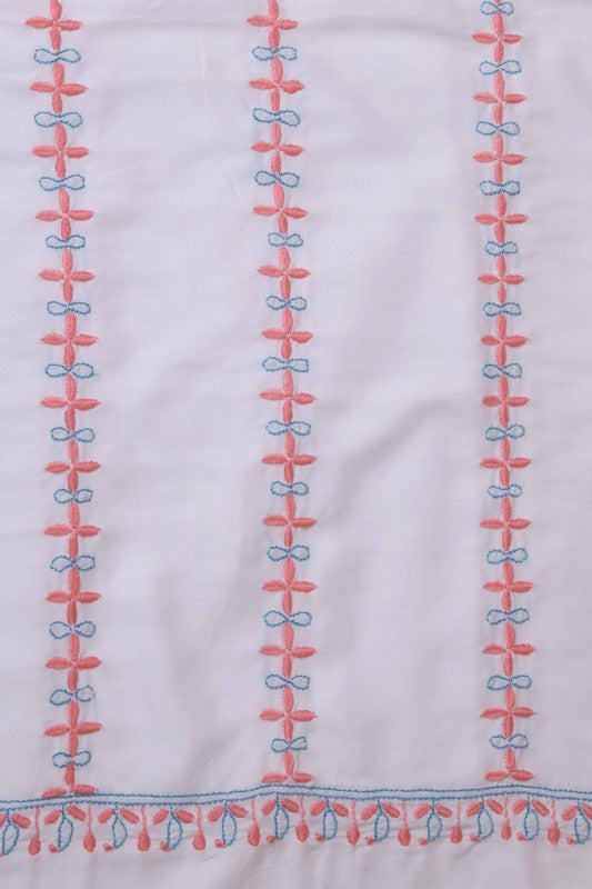 Ada Hand Embroidered White Cotton Lucknowi Chikankari Table Cover - A355753