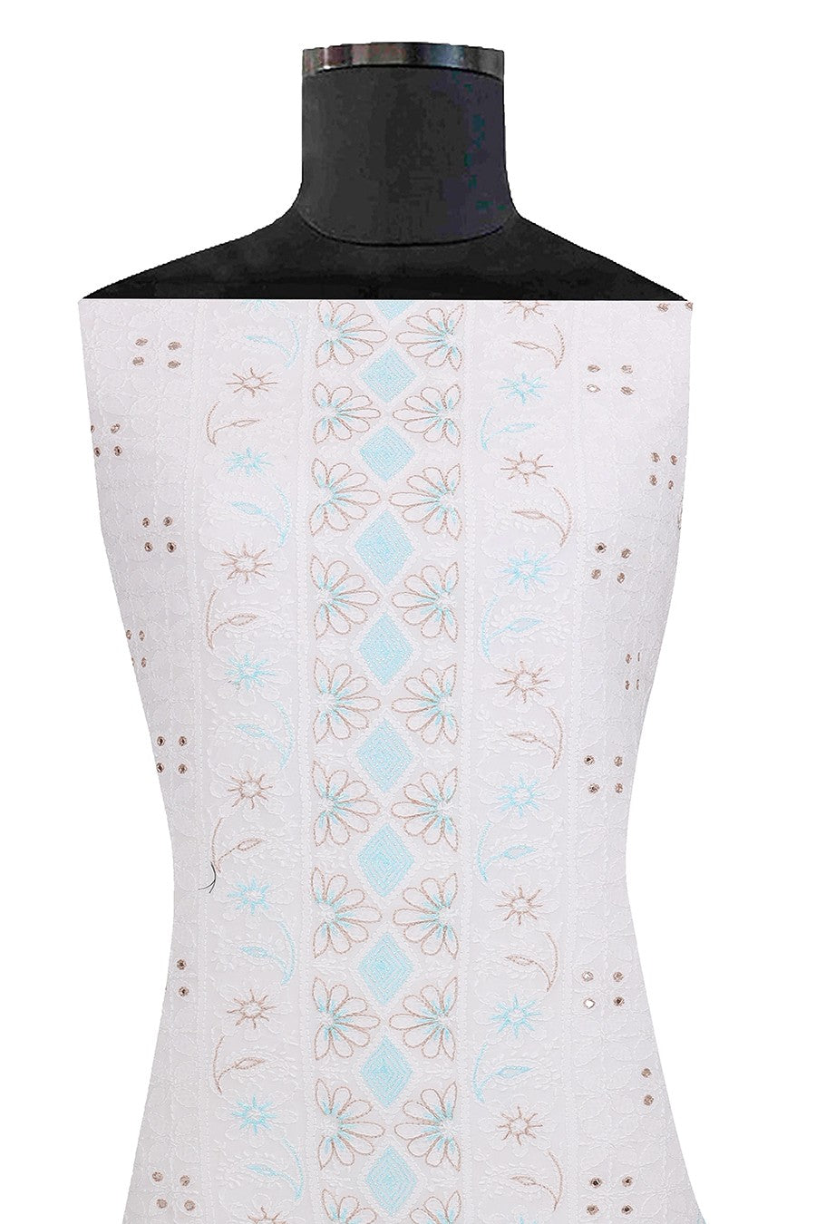 Ada Hand Embroidered White Georgette Lucknowi Chikan Unstitched Kurta Piece A511719