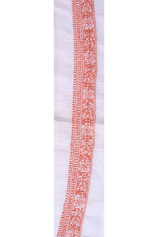 Ada Hand Embroidered White Linen Lucknowi Chikankari Unstitched Men's Kurta Piece A131029