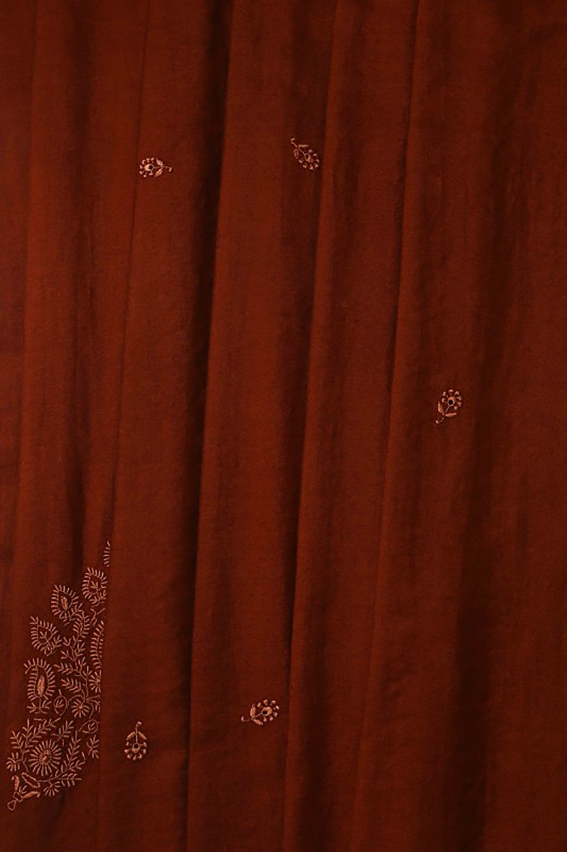 Ada Hand Embroidered Rust Pashmina Lucknowi Chikankari Stole A114101