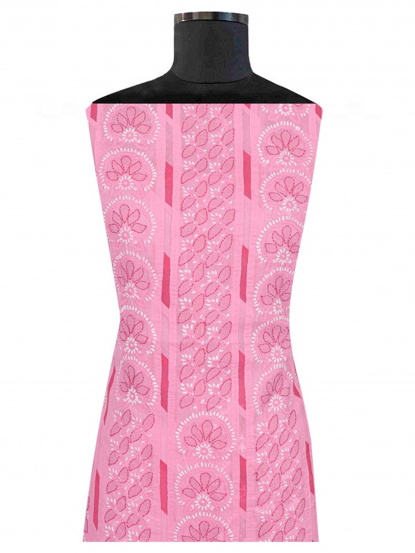 Ada Hand Embroidered Pink Cotton Lucknowi Chikankari Unstitched Suit Piece 01A106148