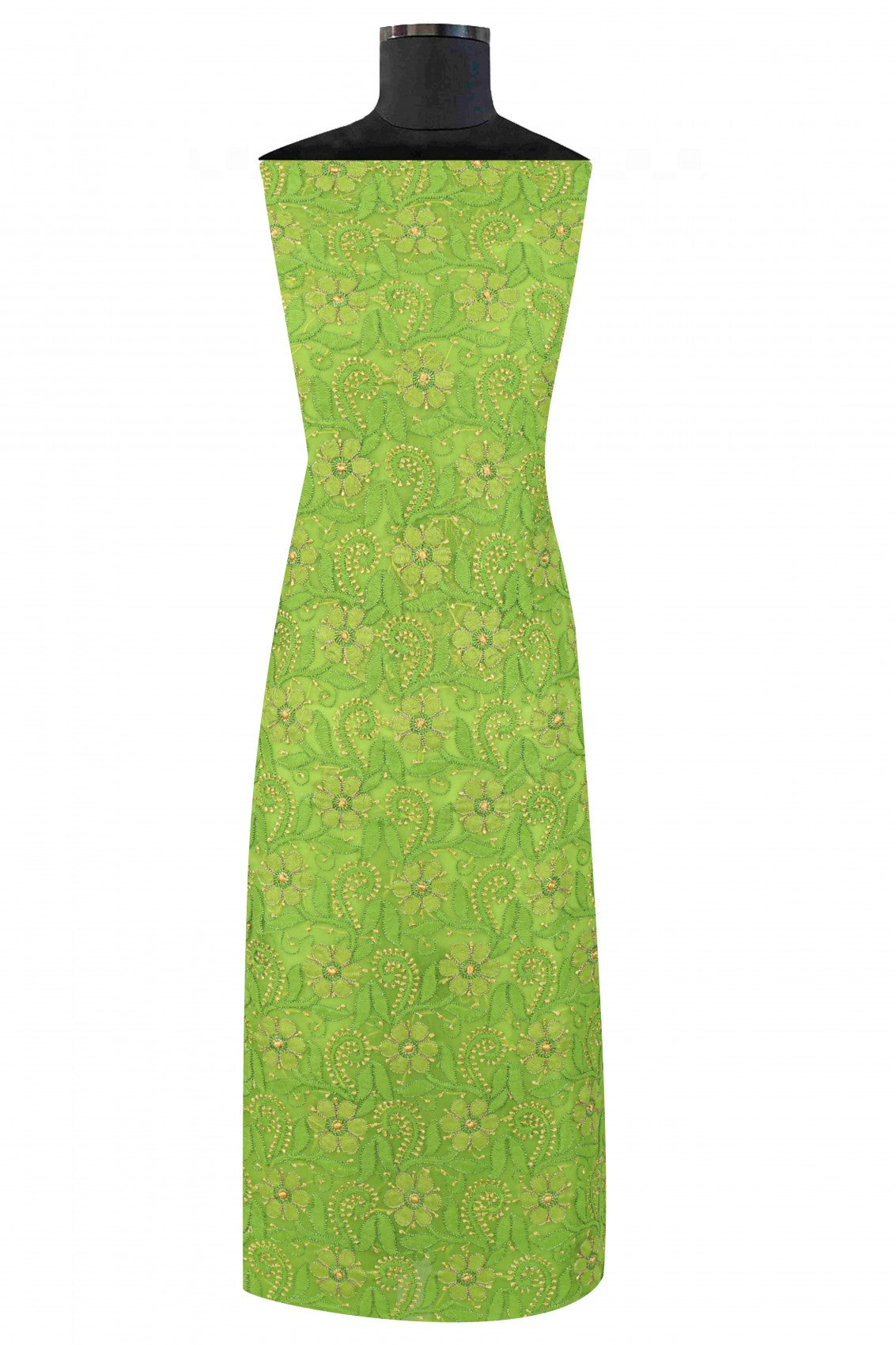 Ada Hand Embroidered Grass Green Georgette Lucknowi Chikankari Unstitched Suit Piece 01A126470
