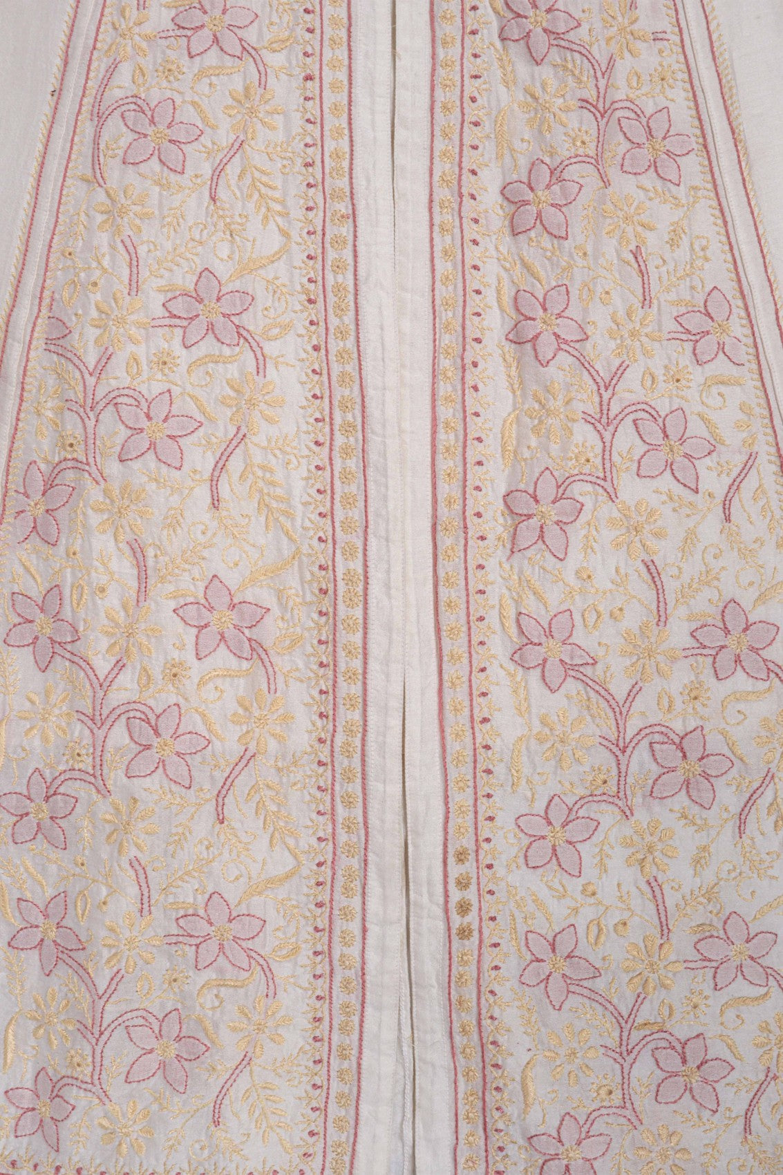 Ada Hand Embroidered Cream Chanderi Lucknowi Chikankari Semi-Stitched Anarkali Kurta Dupatta Set 01A223202