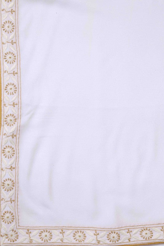 Ada Hand Embroidered White Cotton Lucknowi Chikankari Table Cover A156733