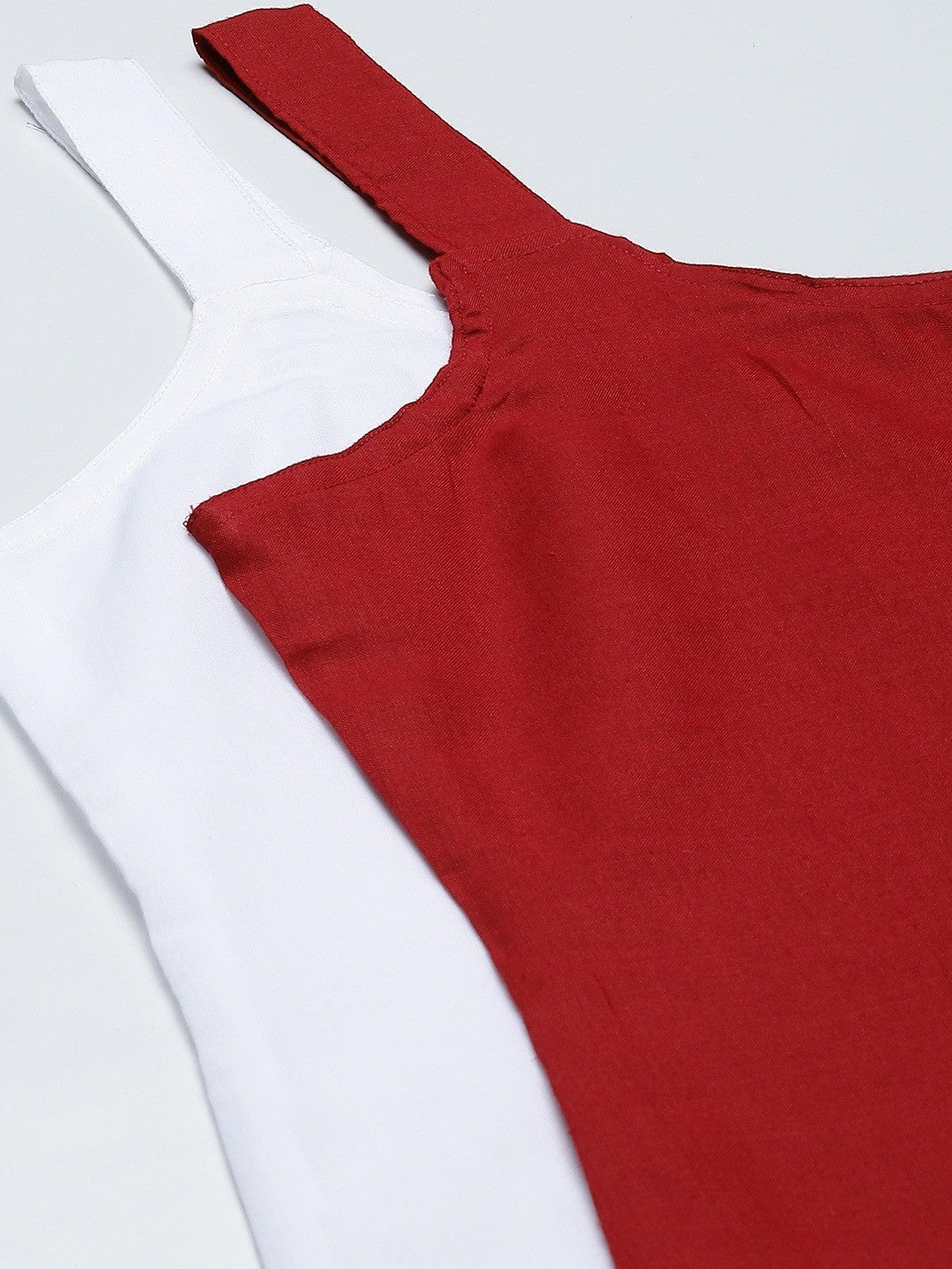 Ada White & Maroon Cotton Short Slips Combo of 2 A111165.