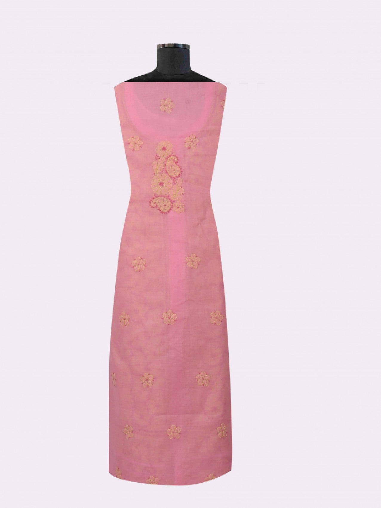 Ada Hand Embroidered Pink Cotton Lucknowi Chikankari Unstitched Suit Piece 01A193487
