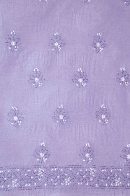 Ada Hand Embroidered Mauve Cotton Lucknowi Chikan Unstitched Suit Piece-A211111