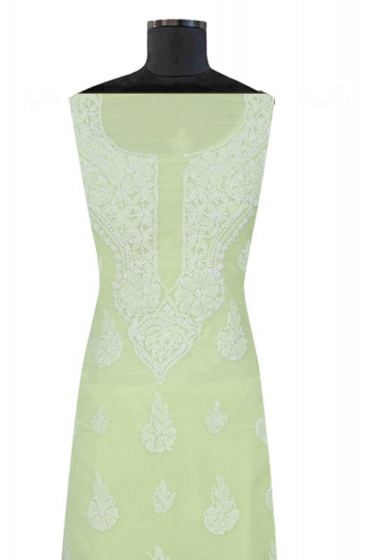 Ada Hand Embroidered Lemon Georgette Lucknowi Chikankari Unstitched Suit Piece 01A169419