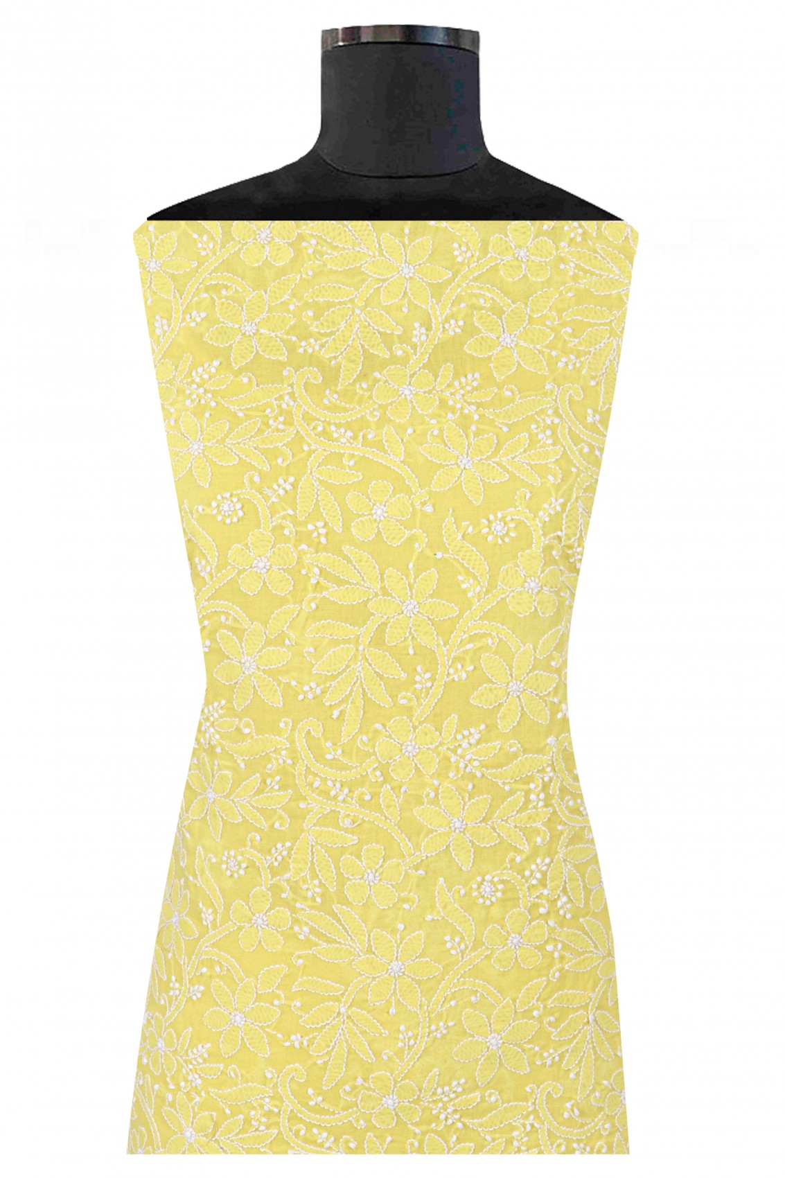 Ada Hand Embroidered Yellow Cotton Lucknowi Chikankari Unstitched Suit Piece 01A204075