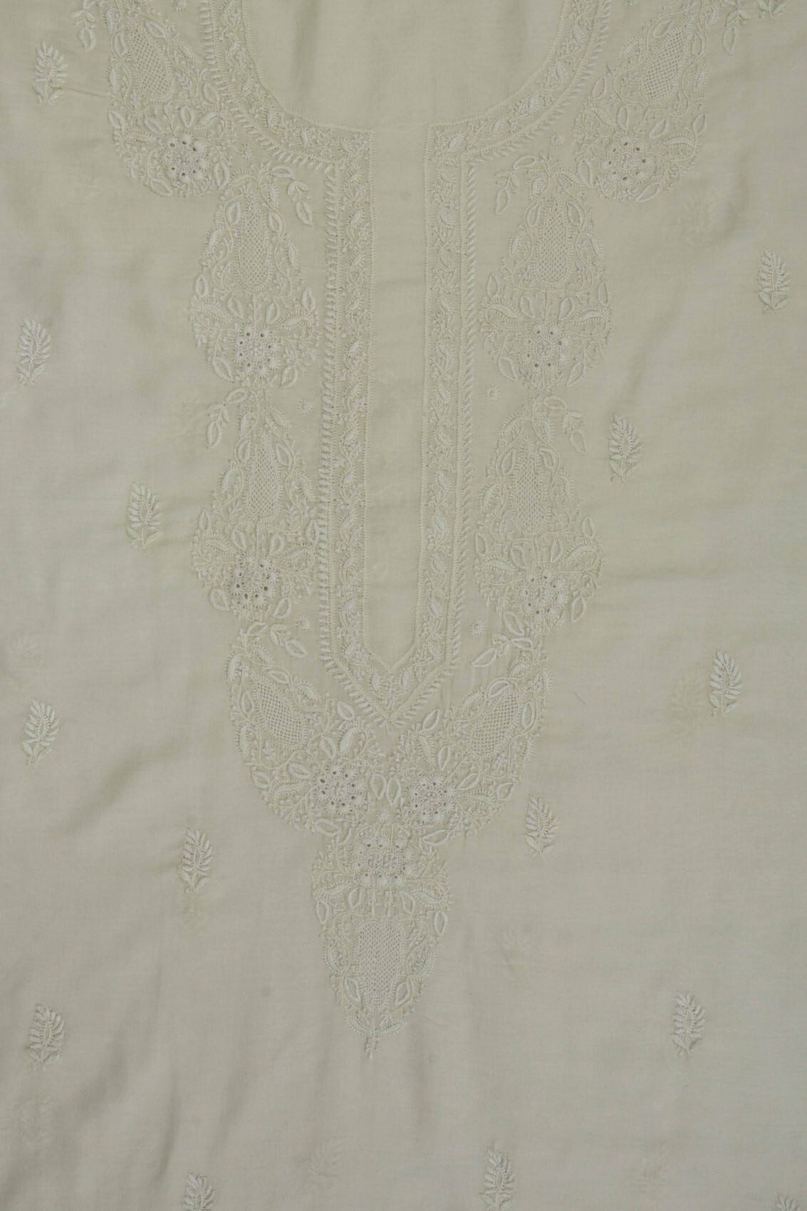Ada Hand Embroidered Lemon Cotton Lucknowi Chikankari Unstitched Kurta Dupatta Set A174761