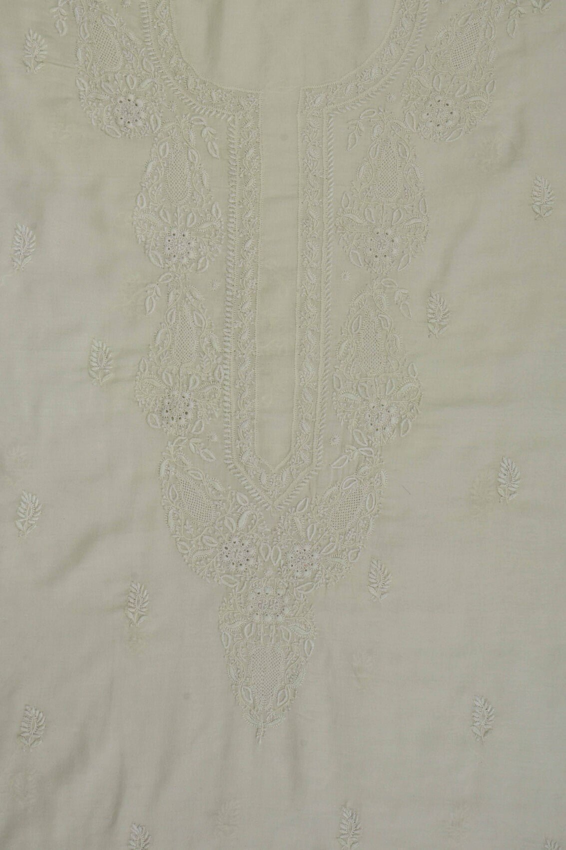 Ada Hand Embroidered Lemon Cotton Lucknowi Chikankari Unstitched Kurta Dupatta Set A174761
