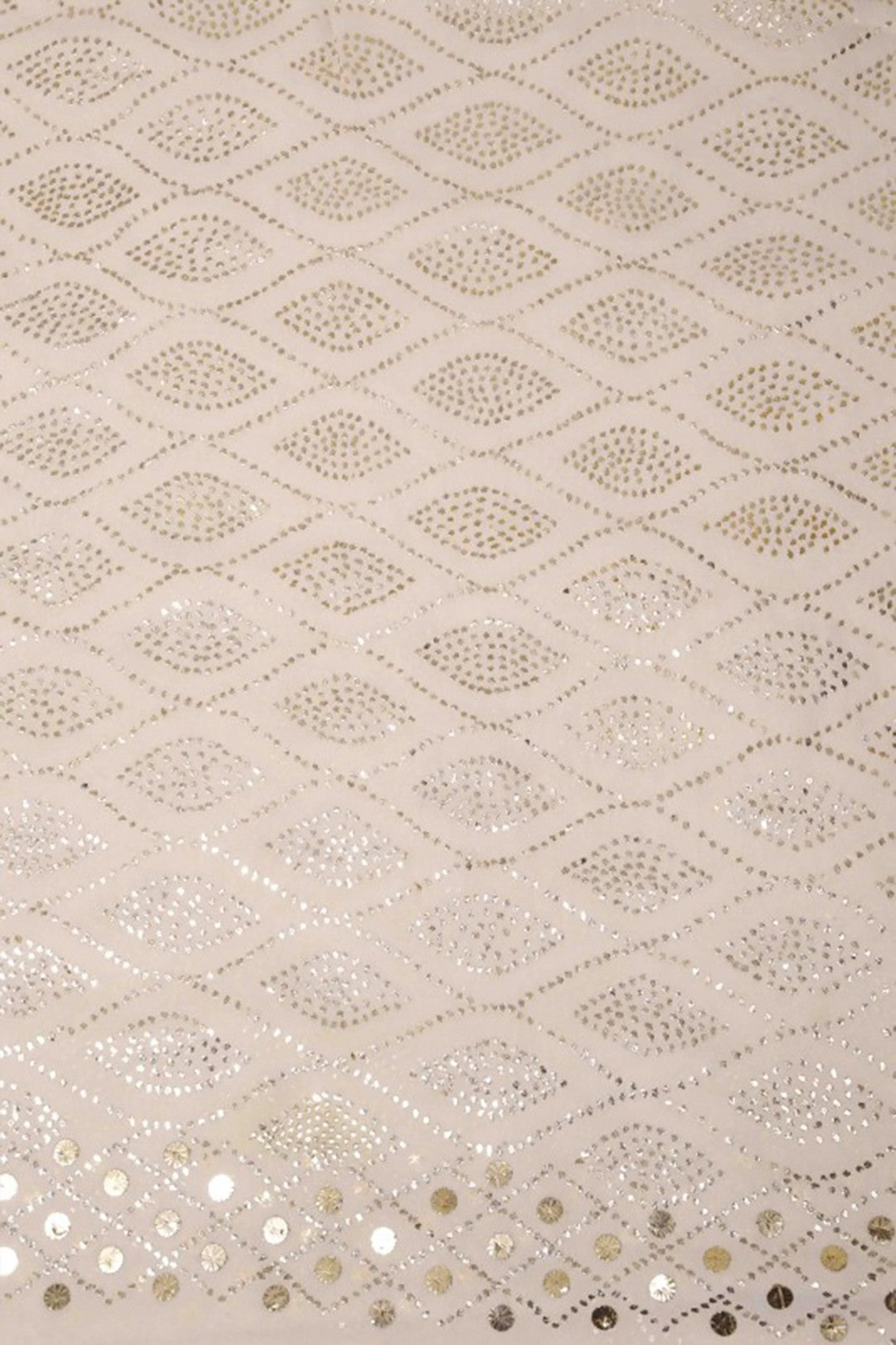 Ada Hand Embroidered White Pure Georgette Lucknowi Chikankari Dupatta With Muqaish Work A604502